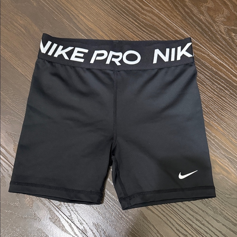 Nike Black Training Shorts with White Logo (Teen Girls XL)